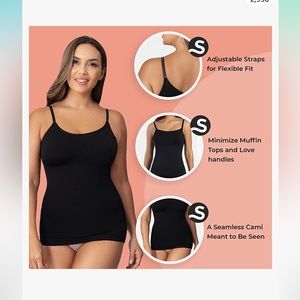 2 Shapermint Scoop Neck Camis White Black XL